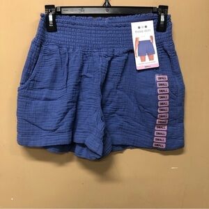 Three Dots Double Gauze Shorts Blue Size Small NWT